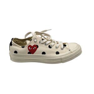 Converse Chuck 70 CDG PLAY Low Mens 5 Cream Black Polka Dot Heart 157249C